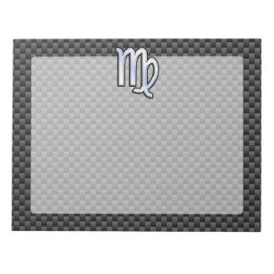 Virgo Zodiac Sign on Charcoal Carbon Fiber Style Notitieblok