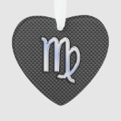 Virgo Zodiac Sign on Charcoal Carbon Fiber Style Ornament (voorkant)