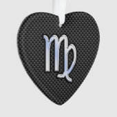 Virgo Zodiac Sign on Charcoal Carbon Fiber Style Ornament (voorkant)