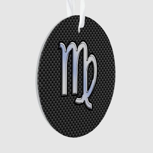 Virgo Zodiac Sign on Charcoal Carbon Fiber Style Ornament (voorkant)