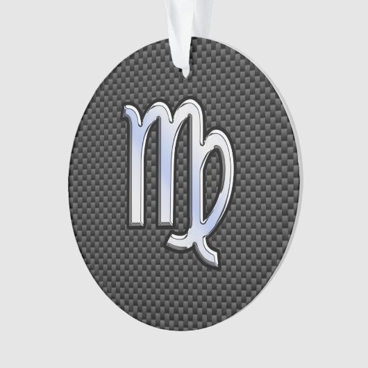 Virgo Zodiac Sign on Charcoal Carbon Fiber Style Ornament (voorkant)