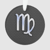 Virgo Zodiac Sign on Charcoal Carbon Fiber Style Ornament (voorkant)