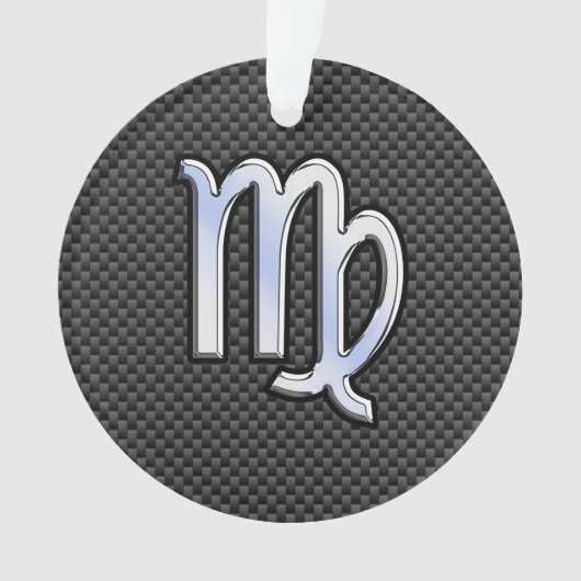 Virgo Zodiac Sign on Charcoal Carbon Fiber Style Ornament (voorkant)