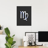 Virgo Zodiac Sign on Charcoal Carbon Fiber Style Poster (Thuiskantoor)