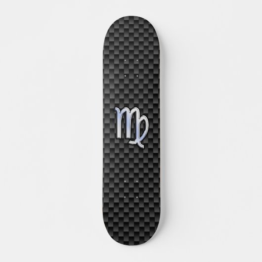 Virgo Zodiac Sign on Charcoal Carbon Fiber Style Skateboard (Voorkant)