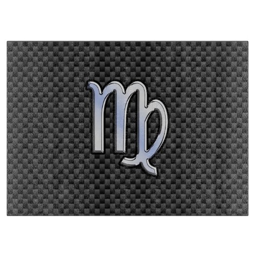 Virgo Zodiac Sign on Charcoal Carbon Fiber Style Snijplank (Voorkant)