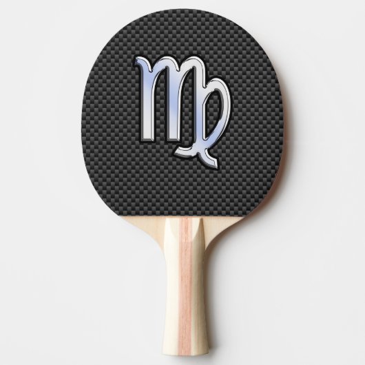 Virgo Zodiac Sign on Charcoal Carbon Fiber Style Tafeltennisbatje (Voorkant)