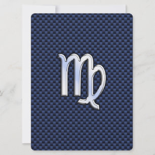 Virgo Zodiac Sign on Navy Blue Carbon Fiber Print
