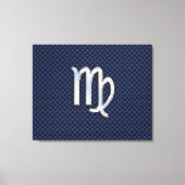 Virgo Zodiac Sign on Navy Blue Carbon Fiber Print (Voorkant)