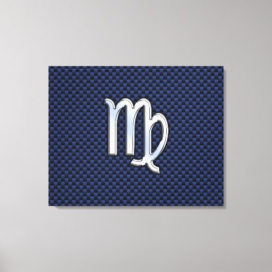 Virgo Zodiac Sign on Navy Blue Carbon Fiber Print (Voorkant)