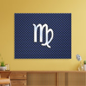 Virgo Zodiac Sign on Navy Blue Carbon Fiber Print (Insitu (Woonkamer))