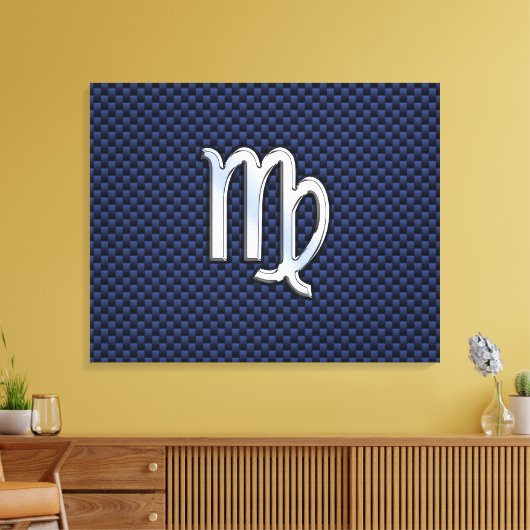 Virgo Zodiac Sign on Navy Blue Carbon Fiber Print (Insitu (Woonkamer))