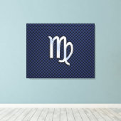Virgo Zodiac Sign on Navy Blue Carbon Fiber Print (Insitu (Houten vloer))