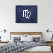 Virgo Zodiac Sign on Navy Blue Carbon Fiber Print (Insitu (Slaapkamer))