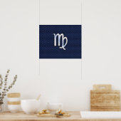 Virgo Zodiac Sign on Navy Blue Carbon Fiber Print (Keuken)