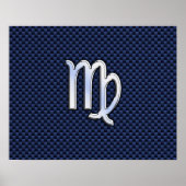 Virgo Zodiac Sign on Navy Blue Carbon Fiber Print (Voorkant)