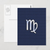 Virgo Zodiac Sign on Navy Blue Carbon Fiber Print Briefkaart (Voorkant / Achterkant)