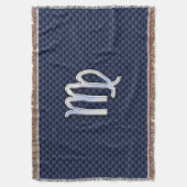 Virgo Zodiac Sign on Navy Blue Carbon Fiber Print Deken (Voorkant Verticaal)