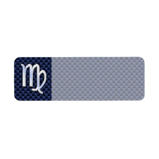 Virgo Zodiac Sign on Navy Blue Carbon Fiber Print Etiket (Voorkant)