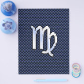 Virgo Zodiac Sign on Navy Blue Carbon Fiber Print Flyer (Enkel)