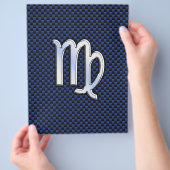 Virgo Zodiac Sign on Navy Blue Carbon Fiber Print Flyer (Hand)