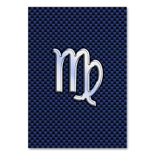 Virgo Zodiac Sign on Navy Blue Carbon Fiber Print Kaart (Voorkant)