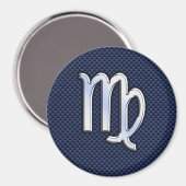 Virgo Zodiac Sign on Navy Blue Carbon Fiber Print Magneet (Voorkant / Achterkant)