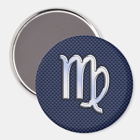 Virgo Zodiac Sign on Navy Blue Carbon Fiber Print Magneet (Voorkant / Achterkant)