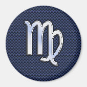Virgo Zodiac Sign on Navy Blue Carbon Fiber Print Magneet (Voorkant)