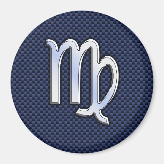 Virgo Zodiac Sign on Navy Blue Carbon Fiber Print Magneet (Voorkant)