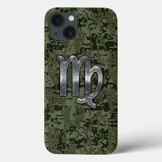 Virgo Zodiac Sign on Olive Digital Camo Case-Mate iPhone Case (Achterkant)