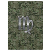 Virgo Zodiac Sign on Olive Green Digital Camo Klembord (Achterkant)