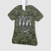 Virgo Zodiac Sign on Olive Green Digital Camo Ornament (voorkant)