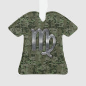 Virgo Zodiac Sign on Olive Green Digital Camo Ornament (voorkant)