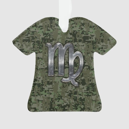Virgo Zodiac Sign on Olive Green Digital Camo Ornament (voorkant)