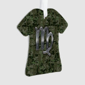 Virgo Zodiac Sign on Olive Green Digital Camo Ornament (voorkant)