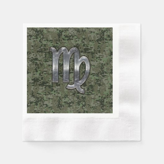 Virgo Zodiac Sign on Olive Green Digital Camo Servetten (Voorkant)