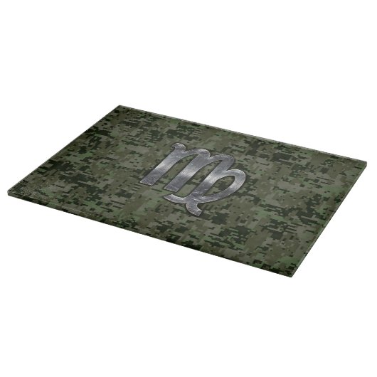 Virgo Zodiac Sign on Olive Green Digital Camo Snijplank (Hoek)