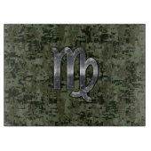 Virgo Zodiac Sign on Olive Green Digital Camo Snijplank (Voorkant)