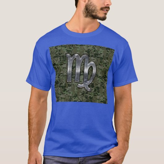 Virgo Zodiac Sign on Olive Green Digital Camo T-shirt (Voorkant)