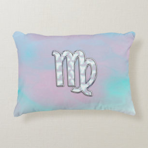 Virgo Zodiac Sign on Pastels Moeder Pearl Accent Kussen