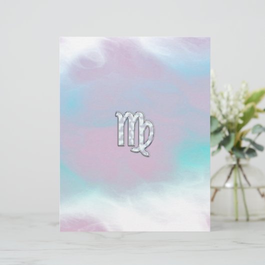 Virgo Zodiac Sign on Pastels Nacre Style Print (Staand voorkant)