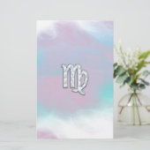 Virgo Zodiac Sign on Pastels Nacre Style Print Briefpapier (Staand voorkant)