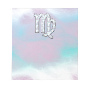 Virgo Zodiac Sign on Pastels Nacre Style Print Notitieblok