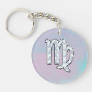 Virgo Zodiac Sign on Pastels Nacre Style Print Sleutelhanger