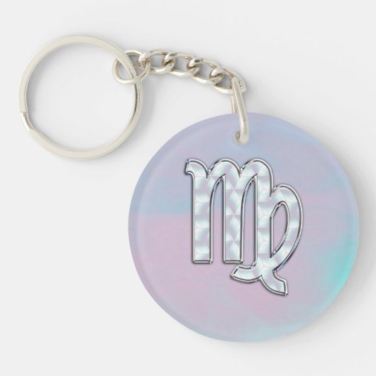 Virgo Zodiac Sign on Pastels Nacre Style Print Sleutelhanger (Voorkant)