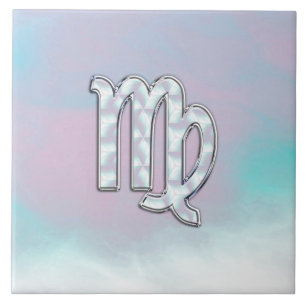 Virgo Zodiac Sign on Pastels Nacre Style Print Tegeltje