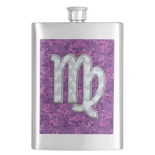 Virgo Zodiac Sign on Pink Fuchsia Digital Camo Flacon (Voorkant)