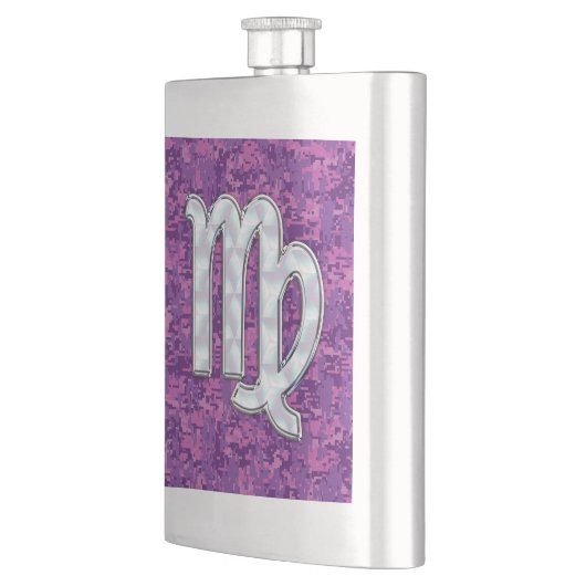 Virgo Zodiac Sign on Pink Fuchsia Digital Camo Flacon (Links)