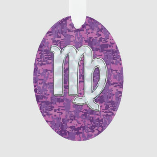 Virgo Zodiac Sign on Pink Fuchsia Digital Camo Ornament